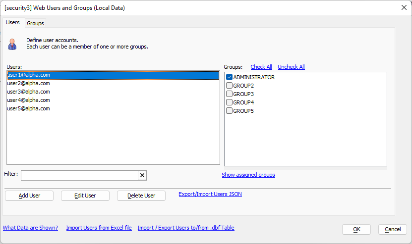 Web Users and Groups - Users